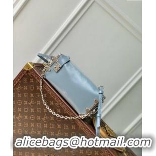 Best Price Louis Vuitton Slim Trunk Hobo bag in Calf Leather M25445 Light Blue 2024