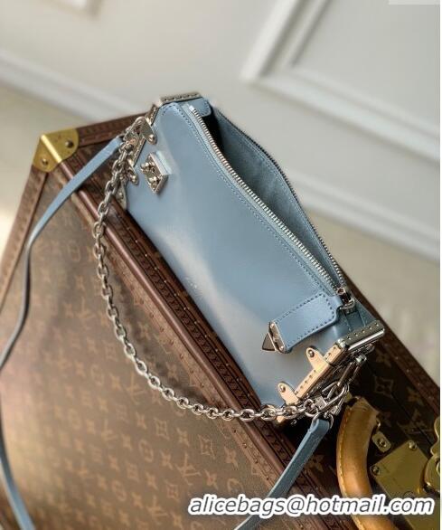 Best Price Louis Vuitton Slim Trunk Hobo bag in Calf Leather M25445 Light Blue 2024