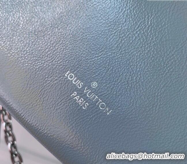 Best Price Louis Vuitton Slim Trunk Hobo bag in Calf Leather M25445 Light Blue 2024