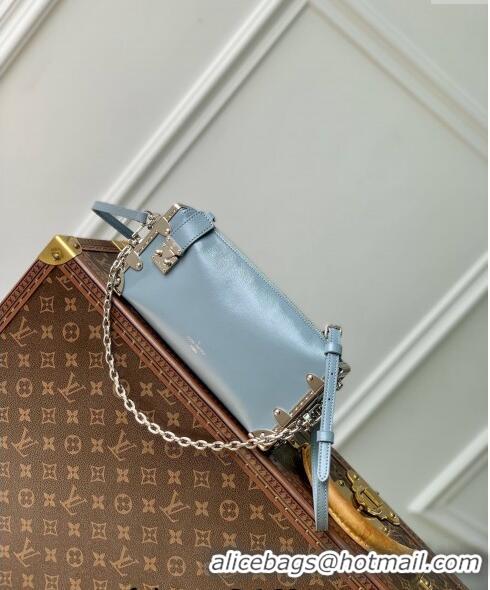 Best Price Louis Vuitton Slim Trunk Hobo bag in Calf Leather M25445 Light Blue 2024