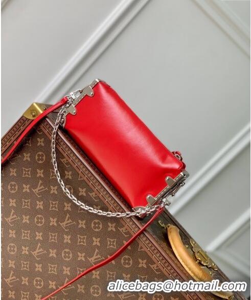 Super Quality Louis Vuitton Slim Trunk Hobo bag in Calf Leather M25445 Red 2024