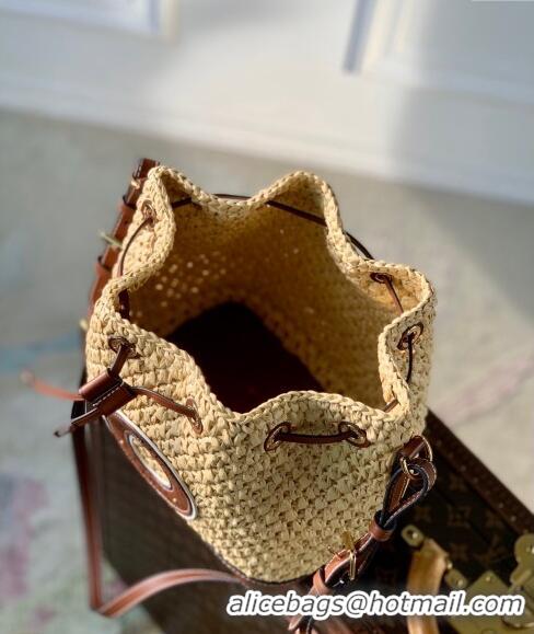 Best Quality Louis Vuitton Noe BB Bucket bag in Raffia Straw M24722 Natural/Tan 2024