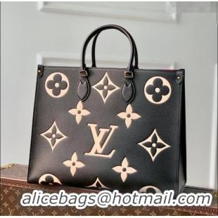 Well Crafted Louis Vuitton OnTheGo GM Tote Bag in Bicolor Monogram Empreinte Leather M45945 Black 2024