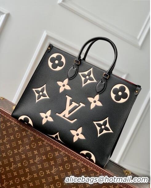 Well Crafted Louis Vuitton OnTheGo GM Tote Bag in Bicolor Monogram Empreinte Leather M45945 Black 2024