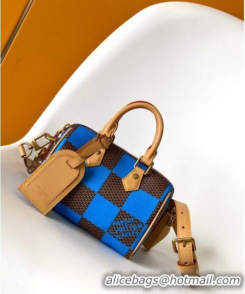 Top Quality Louis Vuitton Speedy 18 Bandouliere Damier Pop in Damier Pop Coated Canvas N40595 Blue 2024