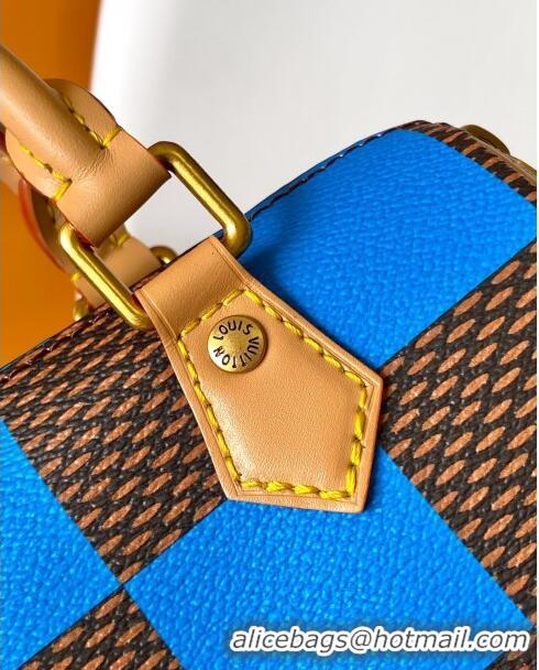 Top Quality Louis Vuitton Speedy 18 Bandouliere Damier Pop in Damier Pop Coated Canvas N40595 Blue 2024