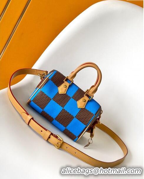 Top Quality Louis Vuitton Speedy 18 Bandouliere Damier Pop in Damier Pop Coated Canvas N40595 Blue 2024