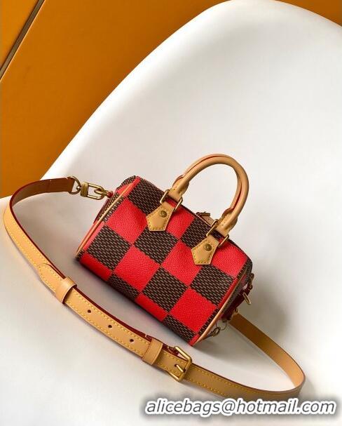 Luxury Discount Louis Vuitton Speedy 18 Bandouliere Damier Pop in Damier Pop Coated Canvas N40611 Red 2024