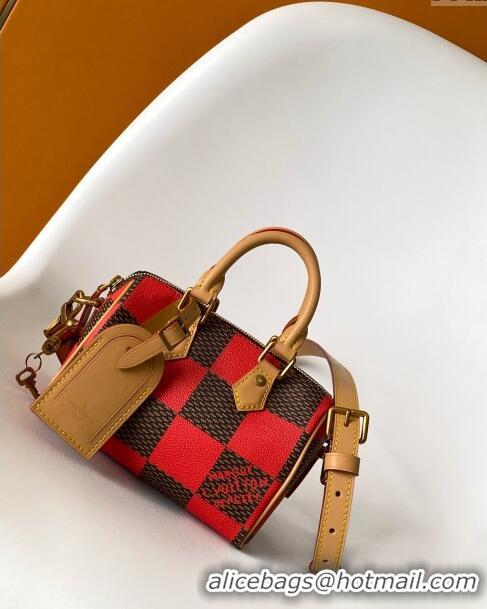 Luxury Discount Louis Vuitton Speedy 18 Bandouliere Damier Pop in Damier Pop Coated Canvas N40611 Red 2024