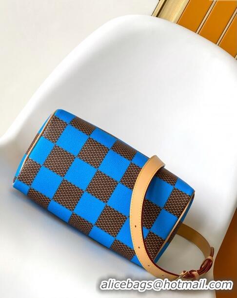 Most Popular Louis Vuitton Speedy 25 Bandouliere Damier Pop in Damier Pop Coated Canvas N40585 Blue 2024