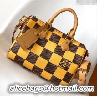 Popular Style Louis Vuitton Speedy 25 Bandouliere Damier Pop in Damier Pop Coated Canvas N40584 Yellow 2024