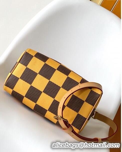 Popular Style Louis Vuitton Speedy 25 Bandouliere Damier Pop in Damier Pop Coated Canvas N40584 Yellow 2024