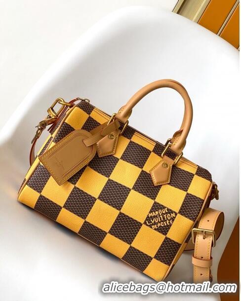 Popular Style Louis Vuitton Speedy 25 Bandouliere Damier Pop in Damier Pop Coated Canvas N40584 Yellow 2024