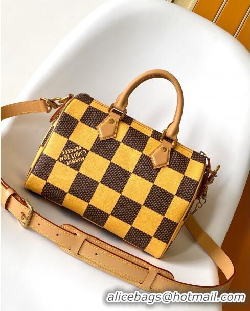 Popular Style Louis Vuitton Speedy 25 Bandouliere Damier Pop in Damier Pop Coated Canvas N40584 Yellow 2024