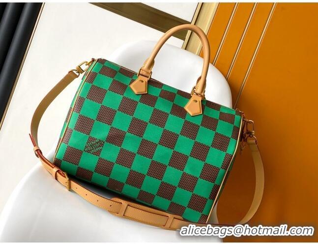 Pretty Style Louis Vuitton Speedy 40 Bandouliere Damier Pop in Damier Pop Coated Canvas N40579 Green 2024