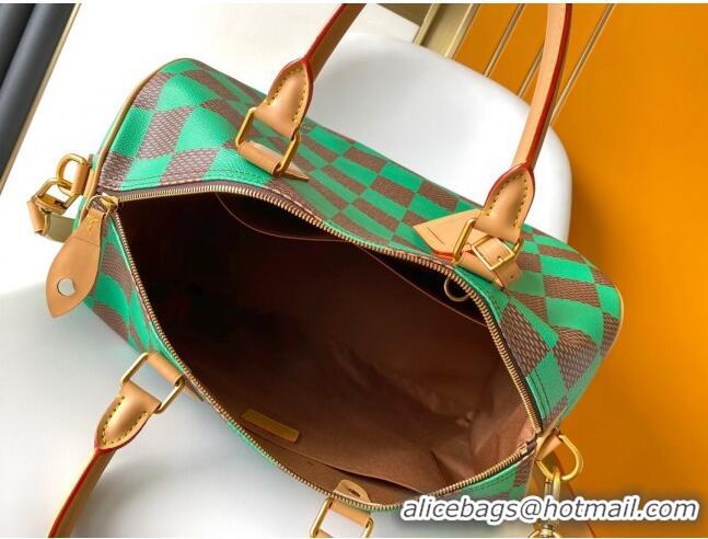 Pretty Style Louis Vuitton Speedy 40 Bandouliere Damier Pop in Damier Pop Coated Canvas N40579 Green 2024