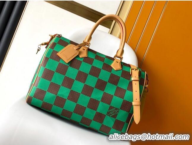 Pretty Style Louis Vuitton Speedy 40 Bandouliere Damier Pop in Damier Pop Coated Canvas N40579 Green 2024