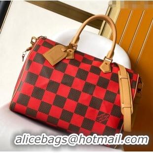 Luxury Discount Louis Vuitton Speedy 40 Bandouliere Damier Pop in Damier Pop Coated Canvas N40580 Red 2024