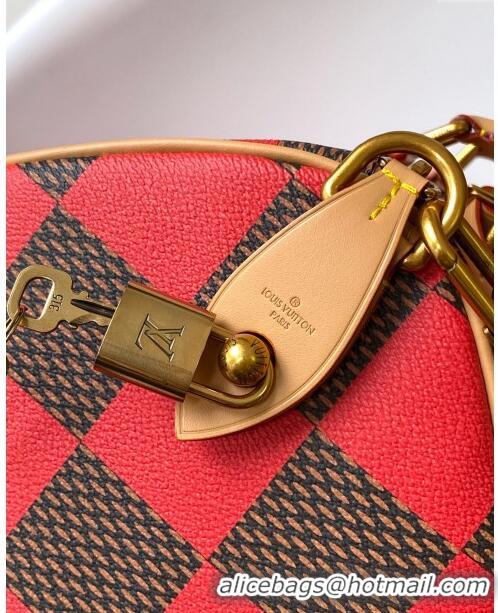 Luxury Discount Louis Vuitton Speedy 40 Bandouliere Damier Pop in Damier Pop Coated Canvas N40580 Red 2024