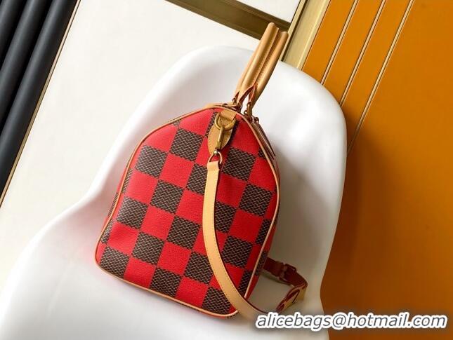 Luxury Discount Louis Vuitton Speedy 40 Bandouliere Damier Pop in Damier Pop Coated Canvas N40580 Red 2024