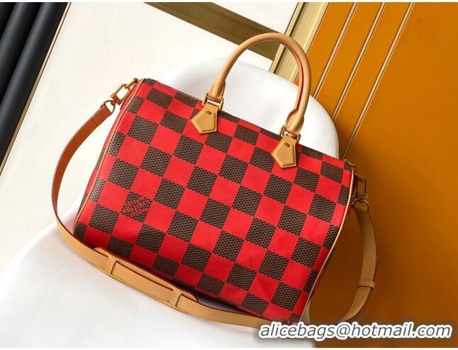 Luxury Discount Louis Vuitton Speedy 40 Bandouliere Damier Pop in Damier Pop Coated Canvas N40580 Red 2024