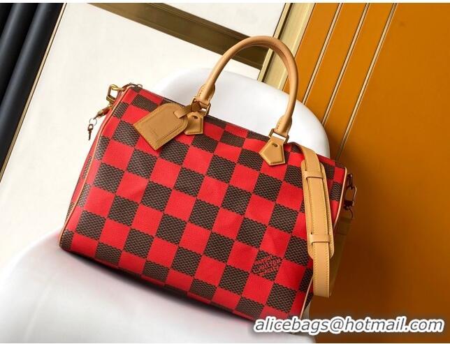 Luxury Discount Louis Vuitton Speedy 40 Bandouliere Damier Pop in Damier Pop Coated Canvas N40580 Red 2024