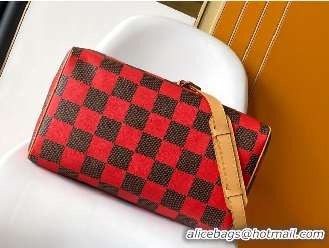 Luxury Discount Louis Vuitton Speedy 40 Bandouliere Damier Pop in Damier Pop Coated Canvas N40580 Red 2024