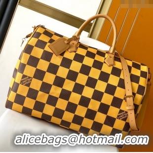 Luxury Discount Louis Vuitton Speedy 40 Bandouliere Damier Pop in Damier Pop Coated Canvas N40578 Yellow 2024