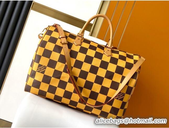 Luxury Discount Louis Vuitton Speedy 40 Bandouliere Damier Pop in Damier Pop Coated Canvas N40578 Yellow 2024