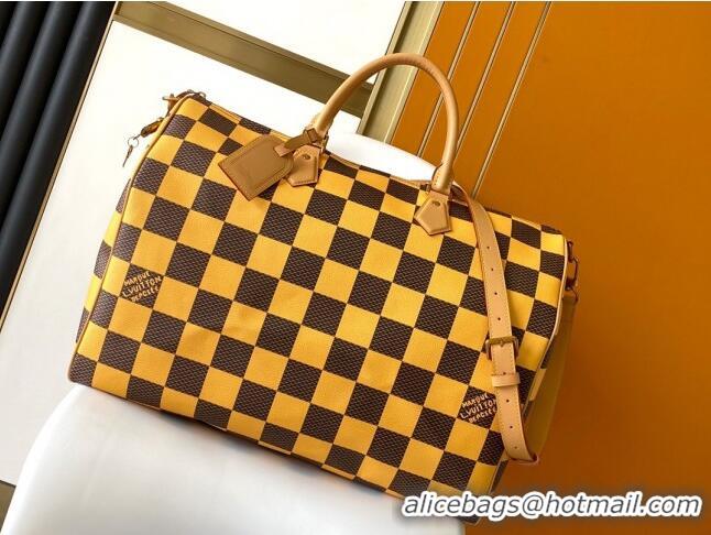 Luxury Discount Louis Vuitton Speedy 40 Bandouliere Damier Pop in Damier Pop Coated Canvas N40578 Yellow 2024