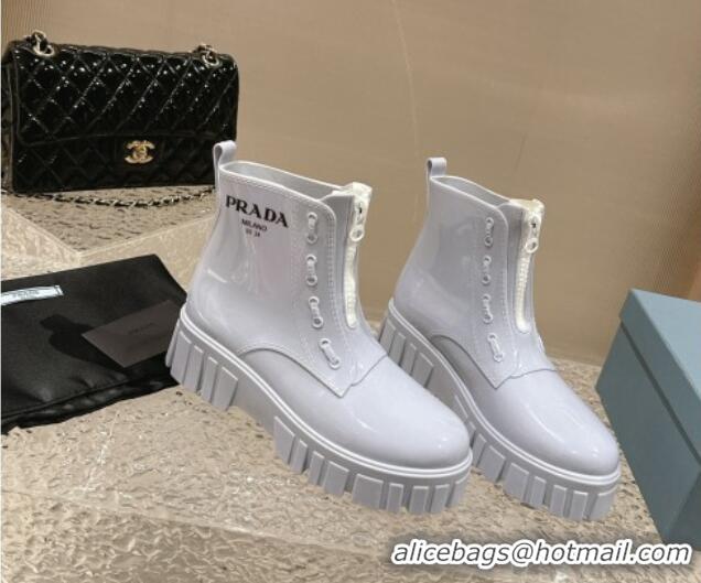 Purchase Prada Patent Rubber Rain Boots with Zip Light Purple 327130