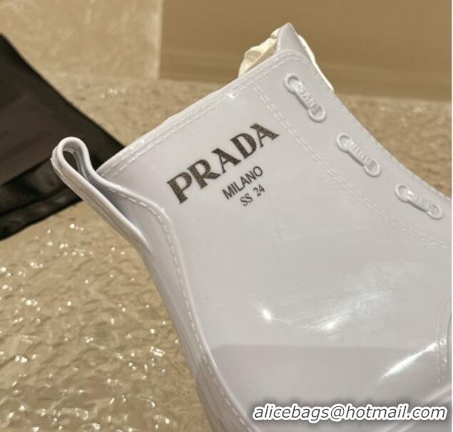 Purchase Prada Patent Rubber Rain Boots with Zip Light Purple 327130