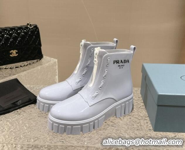 Purchase Prada Patent Rubber Rain Boots with Zip Light Purple 327130