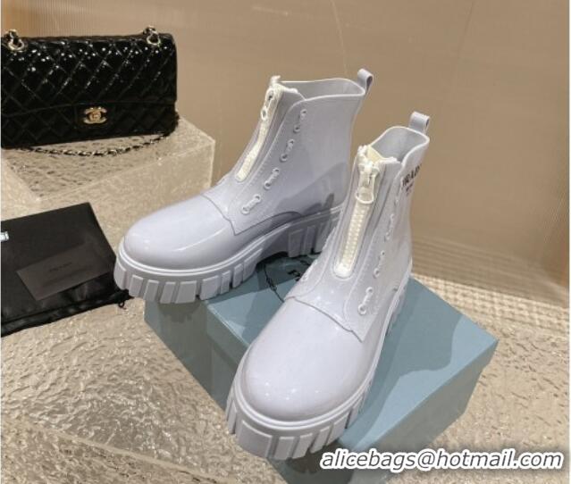 Purchase Prada Patent Rubber Rain Boots with Zip Light Purple 327130