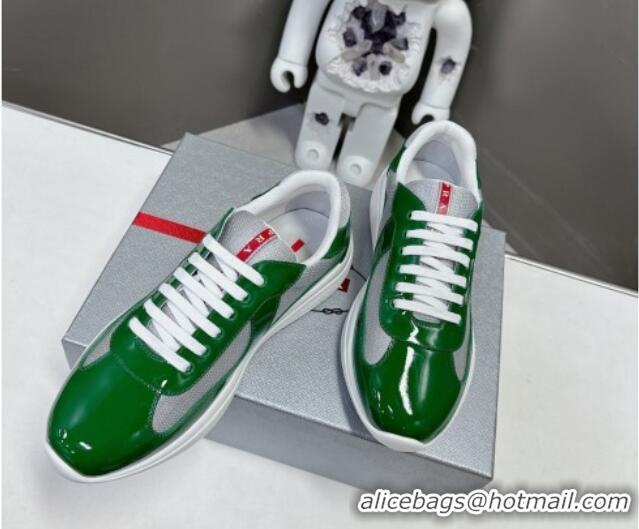 Classic Hot Prada America's Cup Patent Rubber and Bike Fabric Sneakers Green/Grey 327140