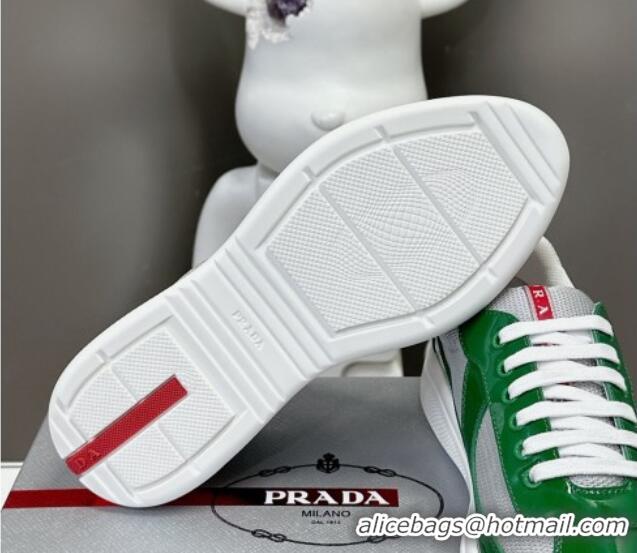 Classic Hot Prada America's Cup Patent Rubber and Bike Fabric Sneakers Green/Grey 327140