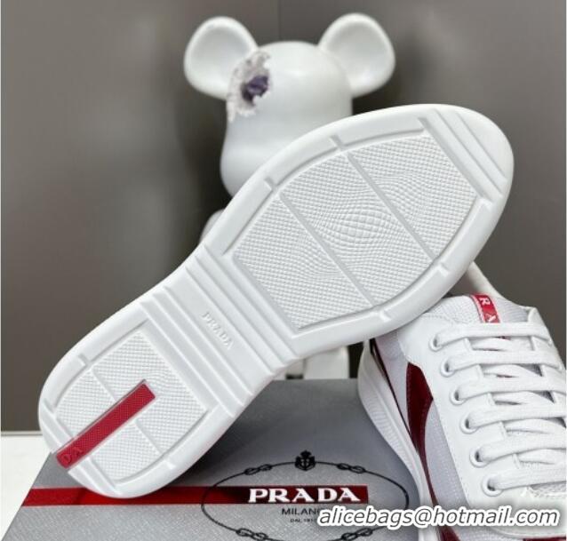 Good Looking Prada America's Cup Patent Rubber and Bike Fabric Sneakers Burgundy/White 327141