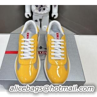 Good Product Prada America's Cup Patent Rubber and Bike Fabric Sneakers Yellow 327144