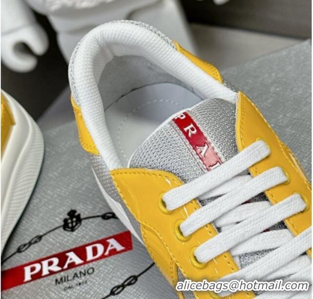 Good Product Prada America's Cup Patent Rubber and Bike Fabric Sneakers Yellow 327144