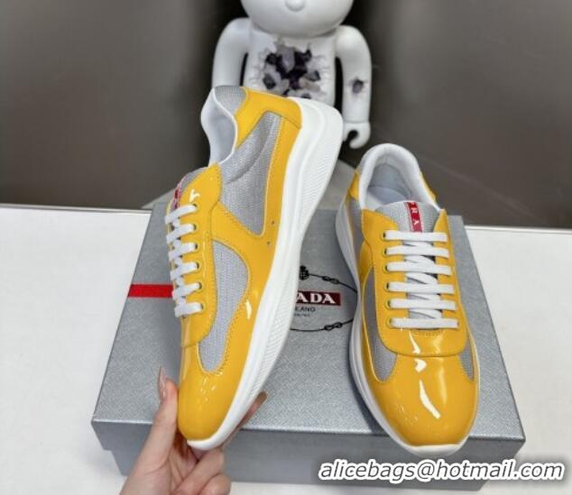 Good Product Prada America's Cup Patent Rubber and Bike Fabric Sneakers Yellow 327144