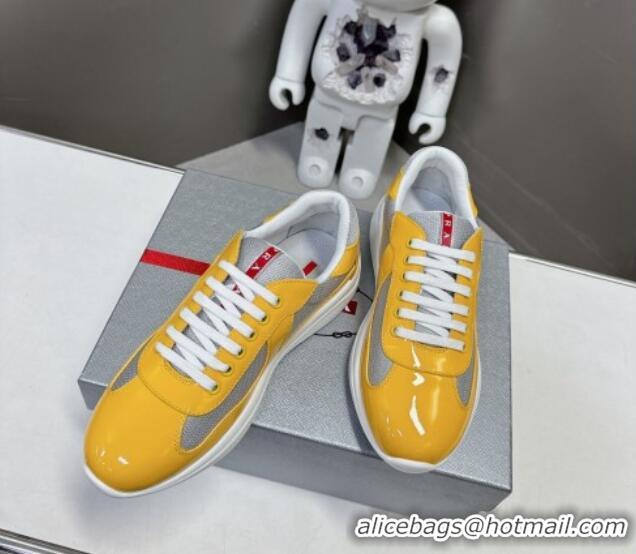 Good Product Prada America's Cup Patent Rubber and Bike Fabric Sneakers Yellow 327144