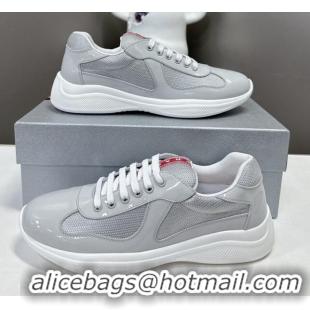 Top Design Prada America's Cup Patent Rubber and Bike Fabric Sneakers Pale Grey 327145