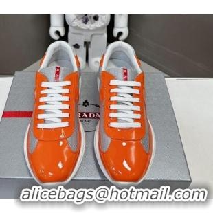 Unique Style Prada America's Cup Patent Rubber and Bike Fabric Sneakers Orange 327146