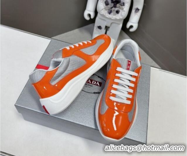 Unique Style Prada America's Cup Patent Rubber and Bike Fabric Sneakers Orange 327146