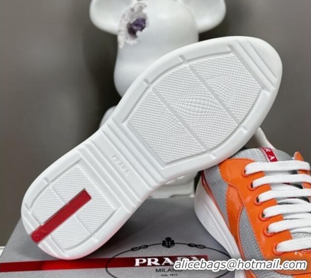 Unique Style Prada America's Cup Patent Rubber and Bike Fabric Sneakers Orange 327146