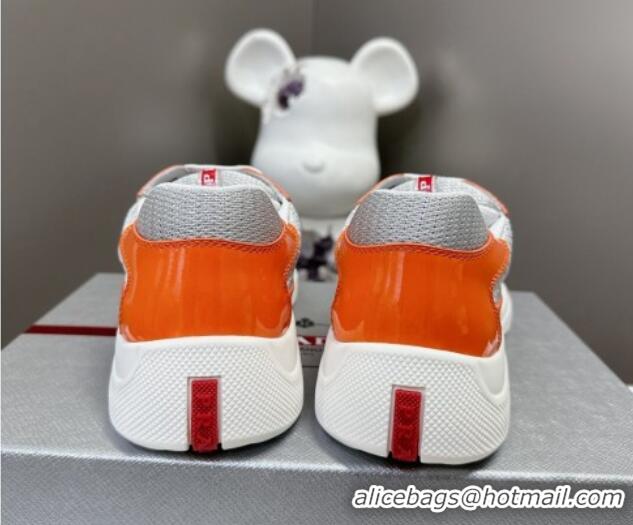 Unique Style Prada America's Cup Patent Rubber and Bike Fabric Sneakers Orange 327146