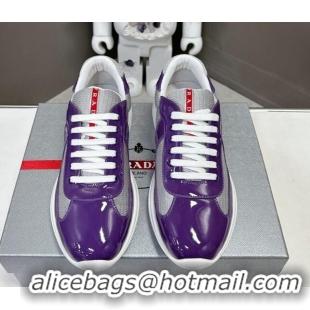 Popular Style Prada America's Cup Patent Rubber and Bike Fabric Sneakers Purple/Grey 327152