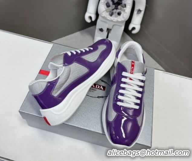 Popular Style Prada America's Cup Patent Rubber and Bike Fabric Sneakers Purple/Grey 327152