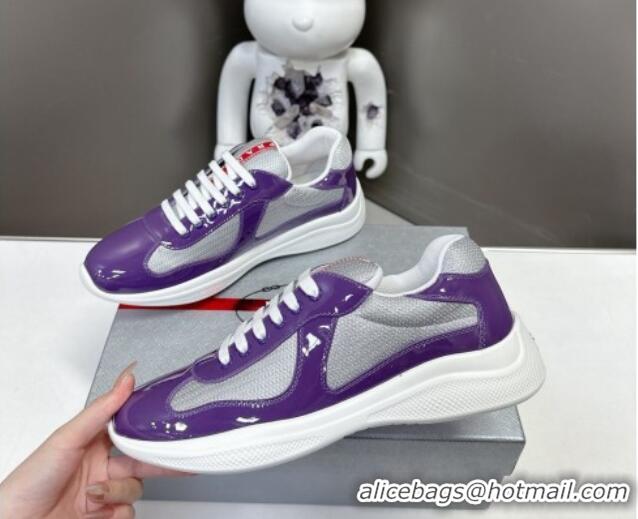 Popular Style Prada America's Cup Patent Rubber and Bike Fabric Sneakers Purple/Grey 327152