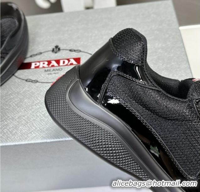 Durable Prada America's Cup Patent Rubber and Bike Fabric Sneakers Black 327155